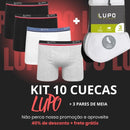 Kit 10 Cuecas LUPO Original + Brinde 3 Pares de Meia
